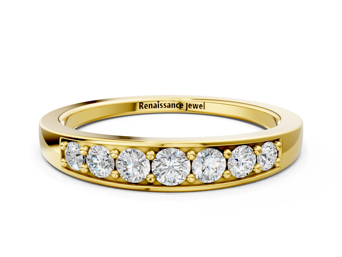 Yellow gold Channel-Set Round Diamond Comfort Fit Band_2
