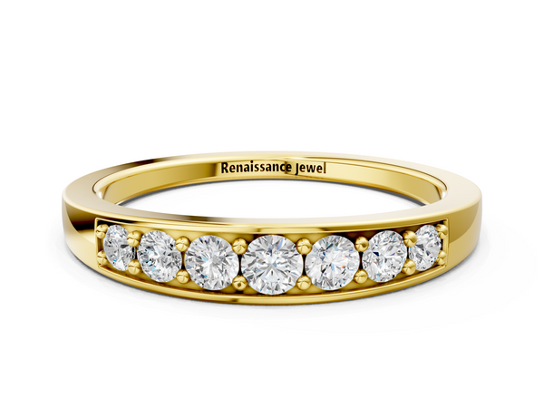 Yellow gold Channel-Set Round Diamond Comfort Fit Band
