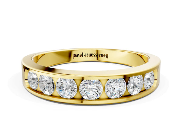 Yellow gold Channel Set Round Diamond Comfort Fit Band