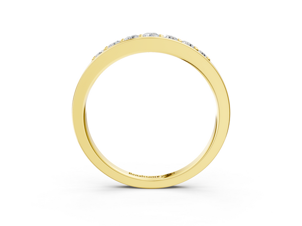Yellow gold Channel-Set Round Diamond Comfort Fit Band