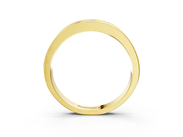 Yellow gold Channel Set Round Diamond Comfort Fit Band