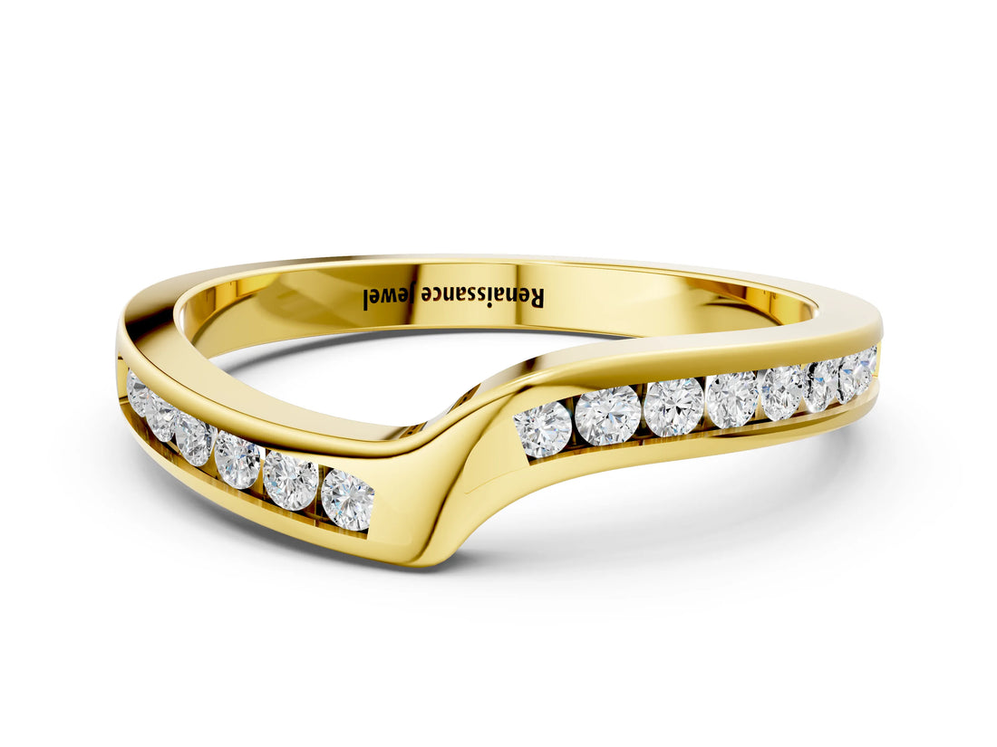 Yellow gold Channel-Set Round Diamond Contour Band_2