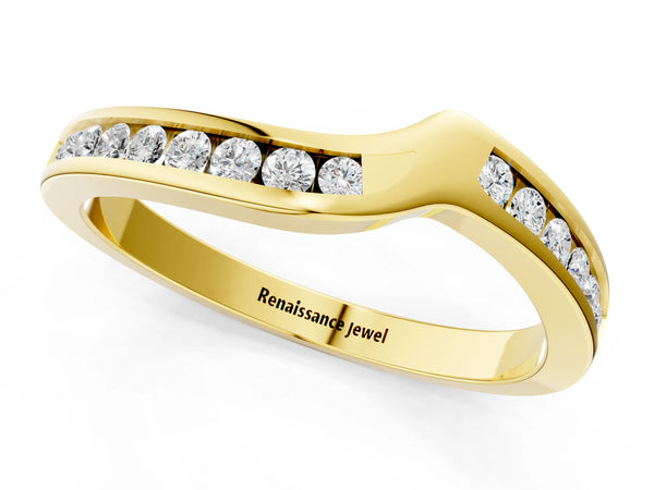 Yellow gold Channel-Set Round Diamond Contour Band