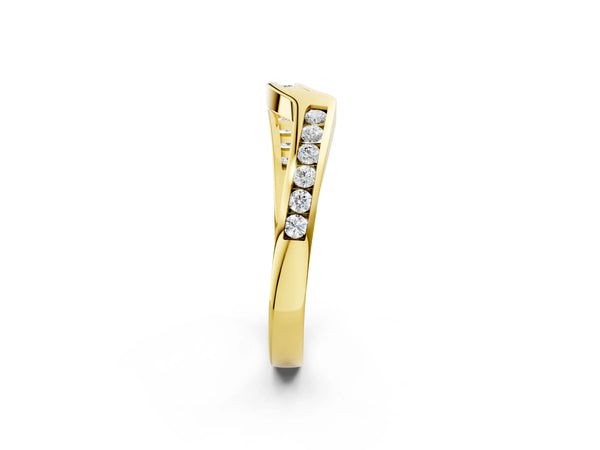 Yellow gold Channel-Set Round Diamond Contour Band