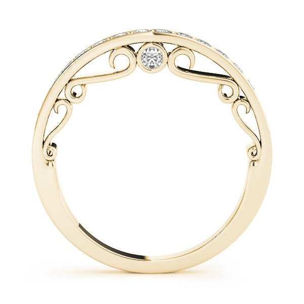 Yellow gold Channel Set Round Diamond Contoured Band 1