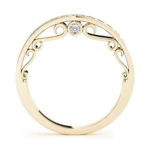 Yellow gold Channel Set Round Diamond Contoured Band 1
