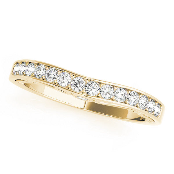 Yellow gold Channel Set Round Diamond Contoured Band