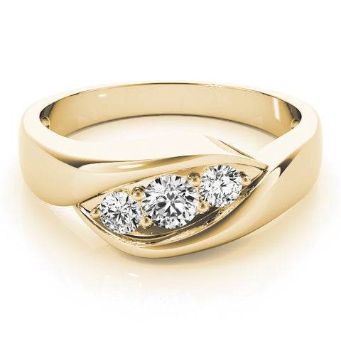 Yellow gold Channel Set Round Diamond Crossover Band 1