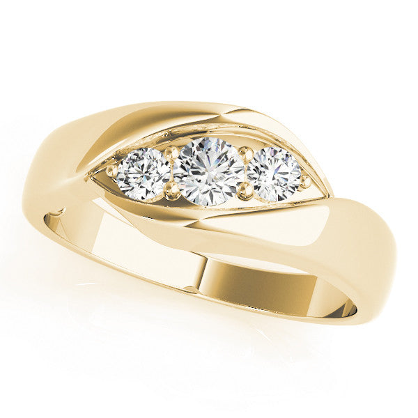 Yellow gold Channel Set Round Diamond Crossover Band