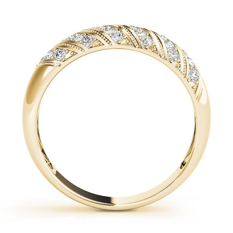 Yellow gold Channel Set Round Diamond Dome Band 1