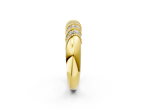 Yellow gold Channel Set Round Diamond Dome Band