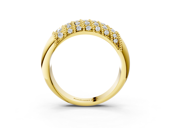 Yellow gold Channel Set Round Diamond Dome Band