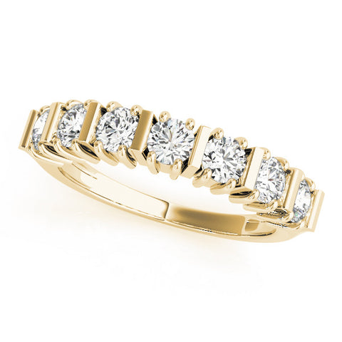 Yellow gold Channel Set Round Diamond Eternity Band with Bar Prong Setting