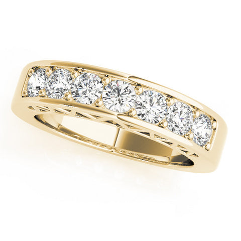 Yellow gold Channel-Set Round Diamond Eternity Band with Shared Prong Setting