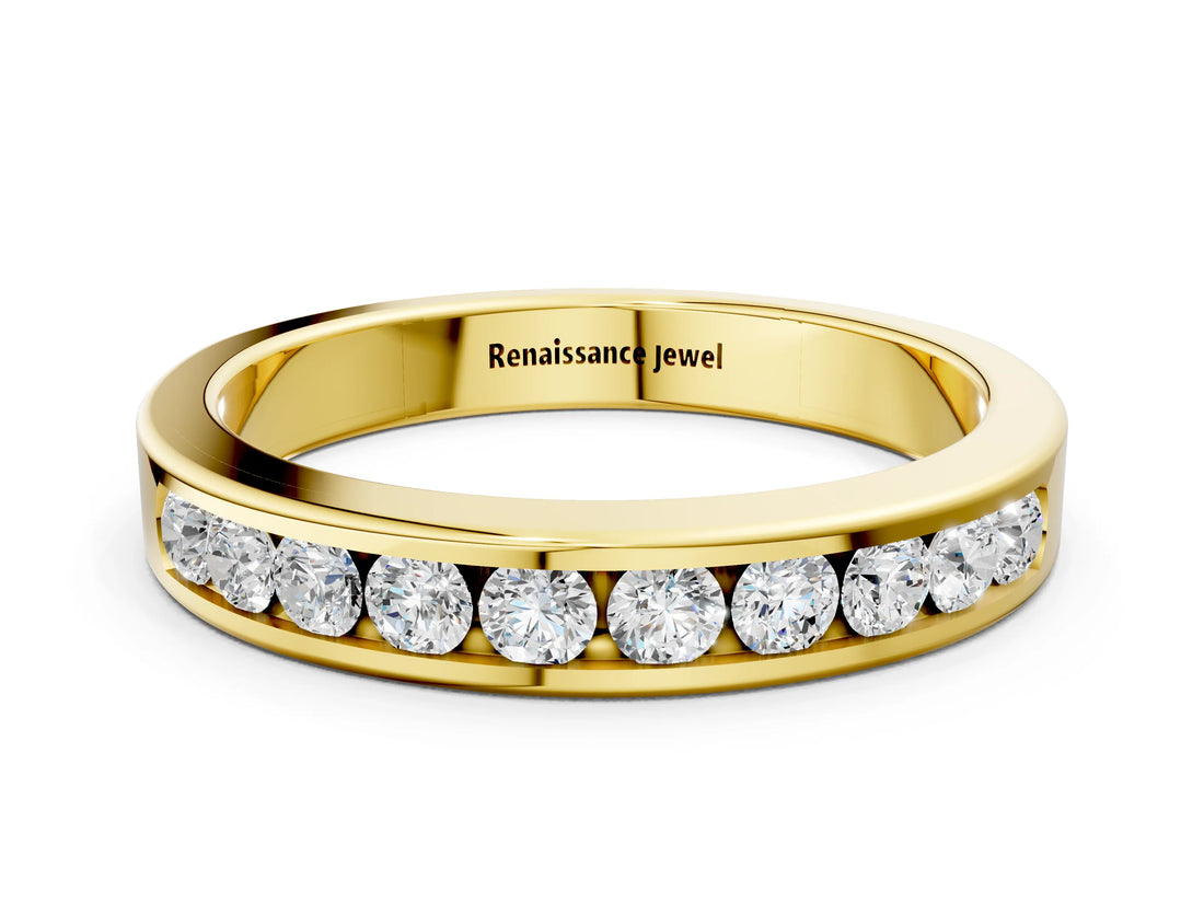 Yellow gold Channel-Set Round Diamond Eternity Band_2