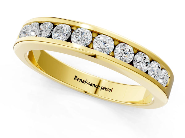 Yellow gold Channel-Set Round Diamond Eternity Band