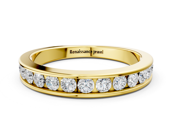 Yellow gold Channel Set Round Diamond Eternity Band
