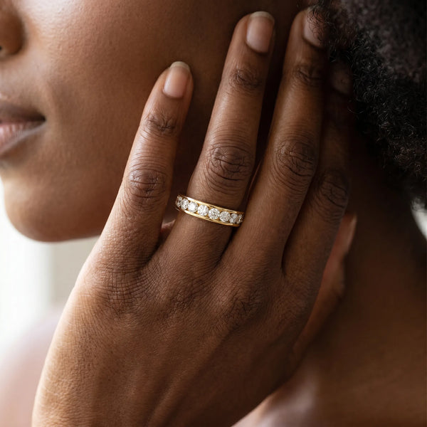 Yellow gold Channel Set Round Diamond Eternity Band
