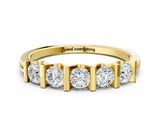 Yellow gold Channel-Set Round Diamond Five-Stone Band_4