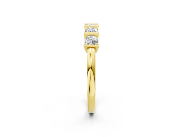 Yellow gold Channel-Set Round Diamond Five-Stone Band