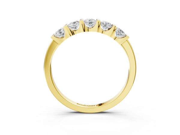 Yellow gold Channel-Set Round Diamond Five-Stone Band