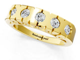 Yellow gold Channel Set Round Diamond Flat Band with Prong Setting_5