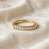 Yellow gold Channel Set Round Diamond Flat Band_25