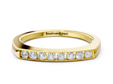 14K Yellow Gold Channel Set Round Diamond Flat Band