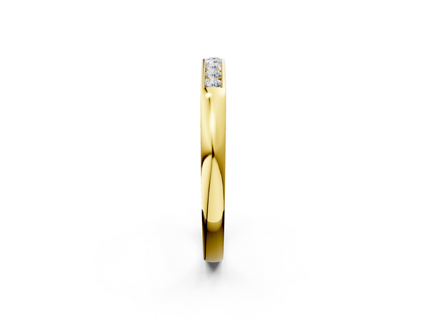 Yellow gold Channel Set Round Diamond Flat Band