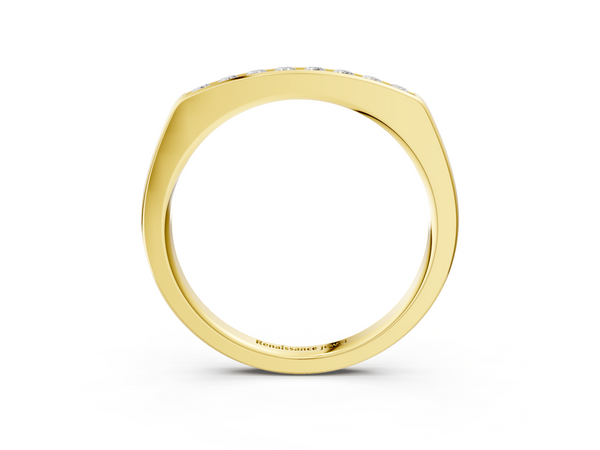 Yellow gold Channel Set Round Diamond Flat Band