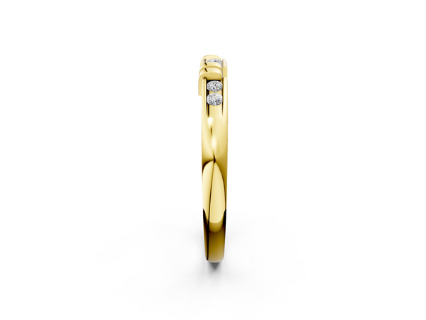 Yellow gold Channel Set Round Diamond Half-Eternity Band with Bar Prong Setting