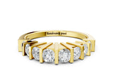 Yellow gold Channel Set Round Diamond Half Eternity Band with Bar Prong Setting_4