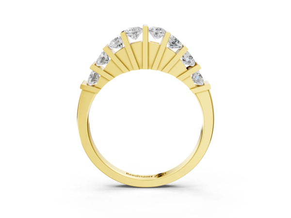 Yellow gold Channel Set Round Diamond Half Eternity Band with Bar Prong Setting