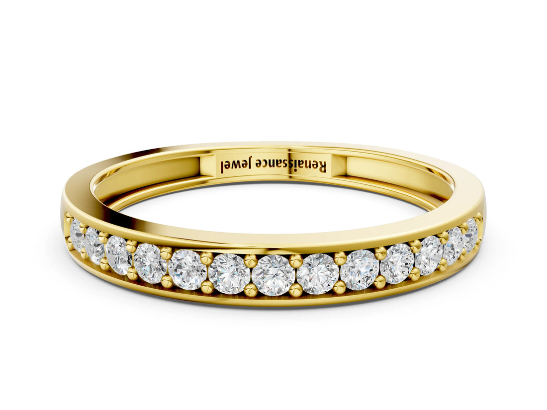 Yellow gold Channel-Set Round Diamond Half Eternity Band_2