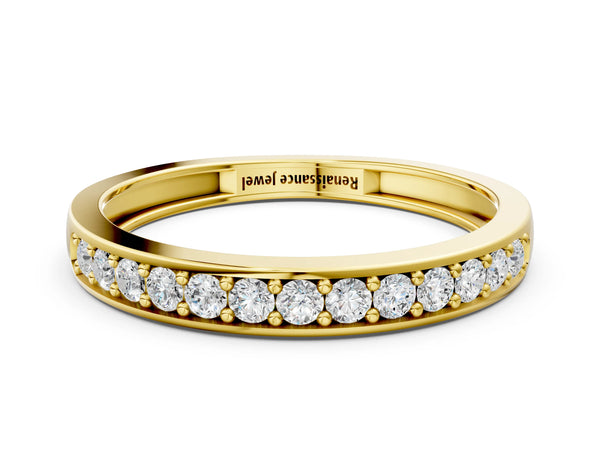 Yellow gold Channel-Set Round Diamond Half Eternity Band