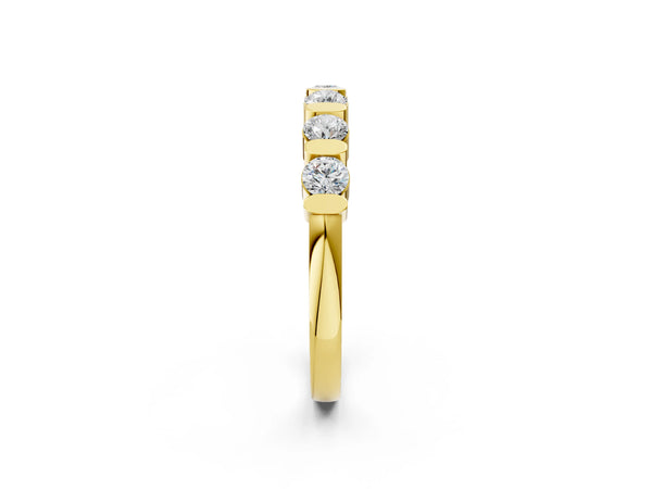 Yellow gold Channel Set Round Diamond Half Eternity Band