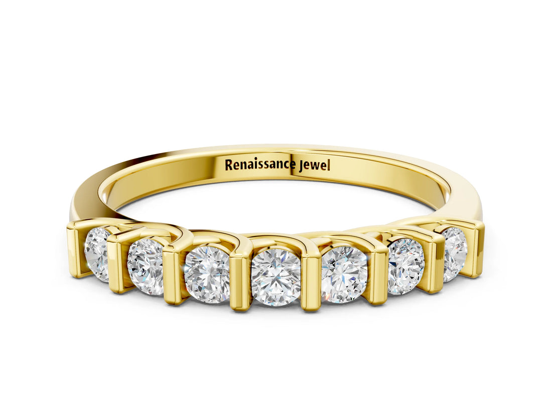 Yellow gold Channel-Set Round Diamond Half-Eternity Band_4