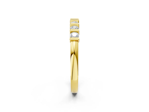 Yellow gold Channel-Set Round Diamond Half-Eternity Band