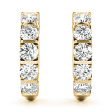 Yellow gold Channel-Set Round Diamond Hoop Earrings 1