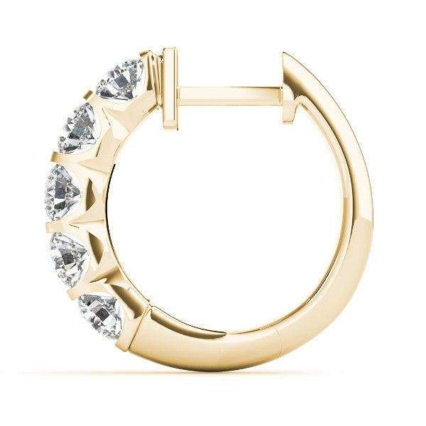 Yellow gold Channel-Set Round Diamond Hoop Earrings
