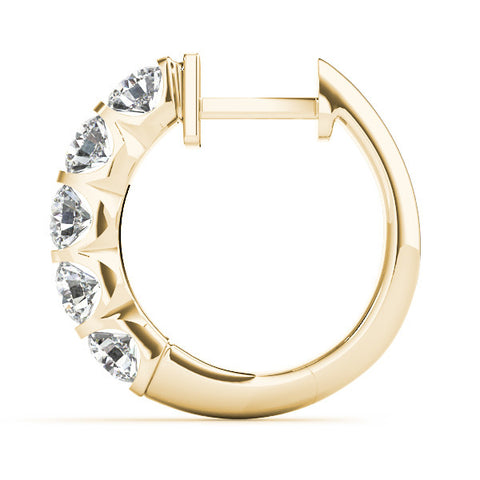 Yellow gold Channel-Set Round Diamond Hoop Earrings 2