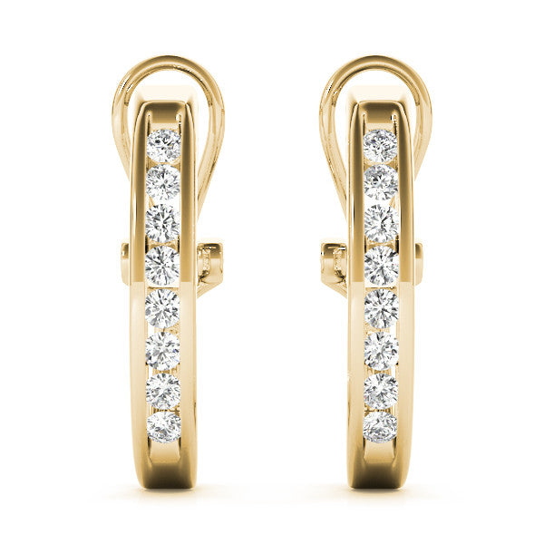 Yellow gold Channel-Set Round Diamond Hoop Earrings in White Gold 1