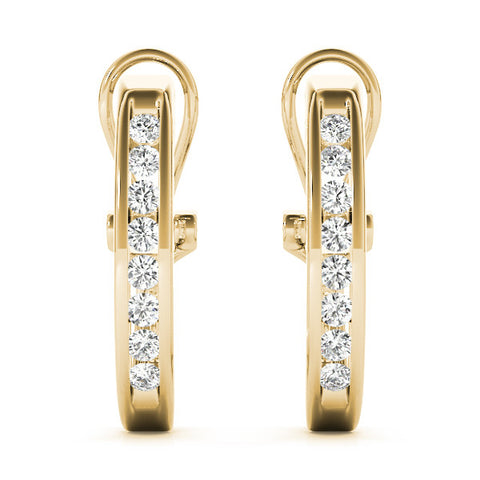 Yellow gold Channel-Set Round Diamond Hoop Earrings in White Gold 1