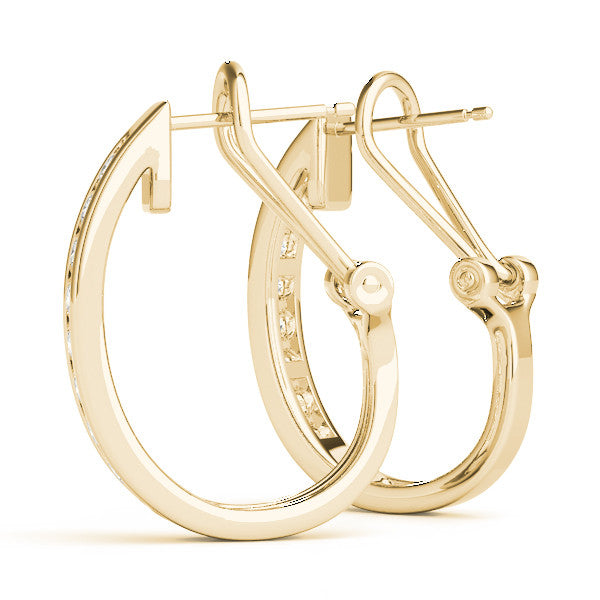 Yellow gold Channel-Set Round Diamond Hoop Earrings in White Gold 2