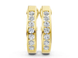 Yellow gold Channel-Set Round Diamond Hoop Earrings in White Gold_19