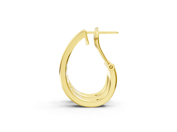 Yellow gold Channel-Set Round Diamond Hoop Earrings in White Gold