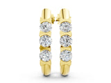 Yellow gold Channel Set Round Diamond Hoop Earrings with Claw Prong Setting_31