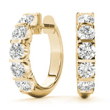 Yellow gold Channel-Set Round Diamond Hoop Earrings