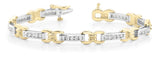 Yellow gold Channel Set Round Diamond Link Bracelet with Box Clasp
