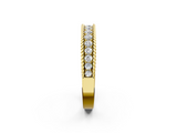 Yellow gold Channel Set Round Diamond Milgrain Edge Band_6